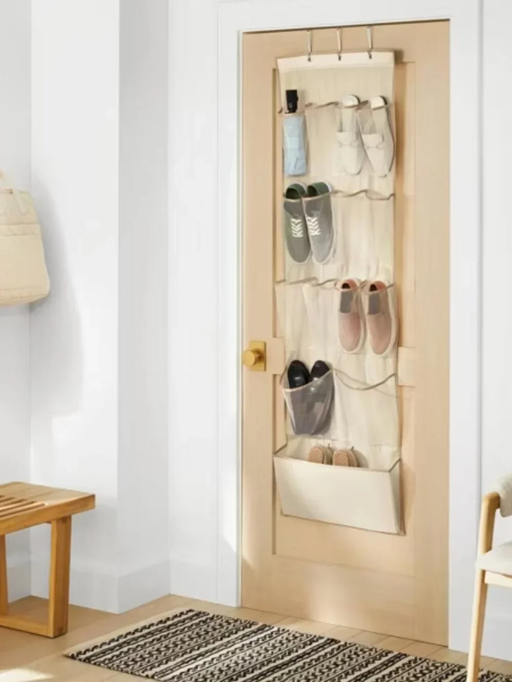 15 Pocket Over-the-Door Hanging Shoe Storage - Tan